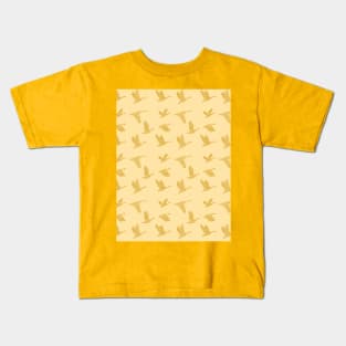 Flying Birds Pattern Golden Kids T-Shirt